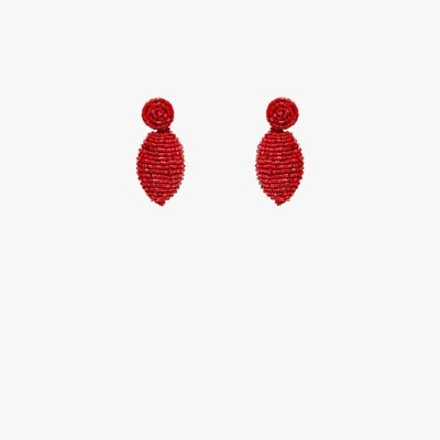 Boucles d'oreilles en perles de forme ovale en rouge