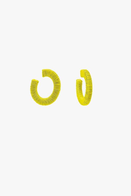 Lime Hoop Earrings With Woven Pattern