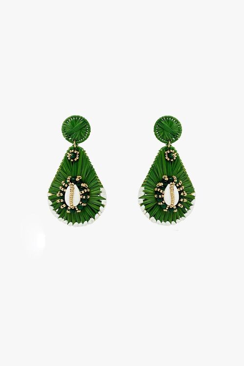 Green Waterdrop Earrings With Embellishments