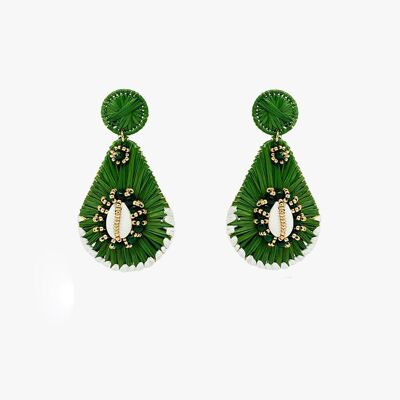 Green Waterdrop Earrings With Embellishments