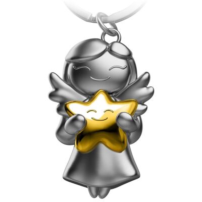 Llavero ángel de la guarda "Estrella" - Ángel navideño con estrella - amuleto ángel de la suerte