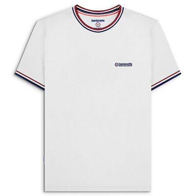 Piqué-T-Shirt mit drei Streifen, Weiß, SS24