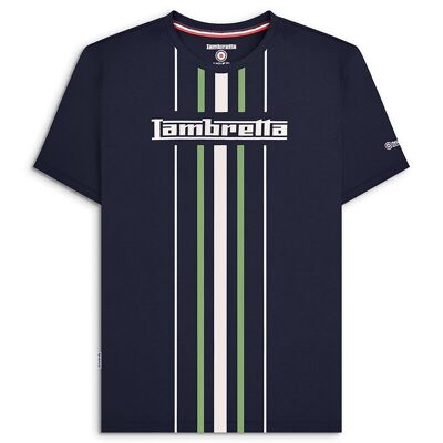 T-Shirt mit vertikalen Streifen, Marineblau, SS24