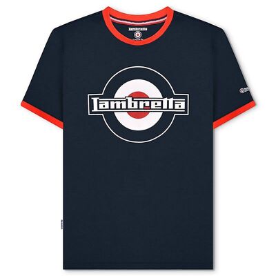 Ringer-T-Shirt mit Logo Marineblau/Rot SS24