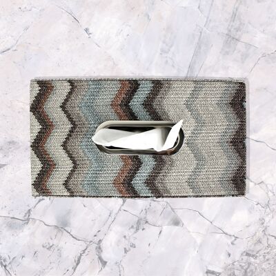 Tissue box zigzag grey blue pattern cosmetic tissue box