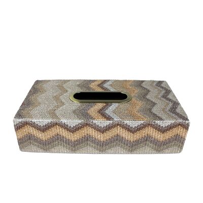 Caja de pañuelos caja de pañuelos faciales con patrón gris marrón en zigzag
