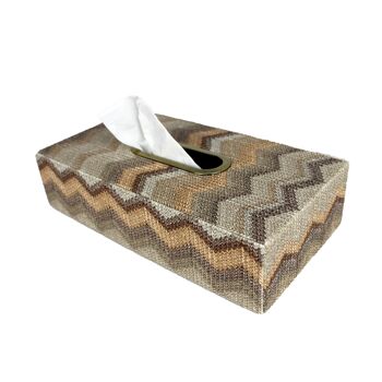 Boîte à mouchoirs en zigzag, boîte à mouchoirs à motif gris marron 4