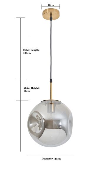 Lampe à suspension globe moyenne de style design en verre de champagne 19