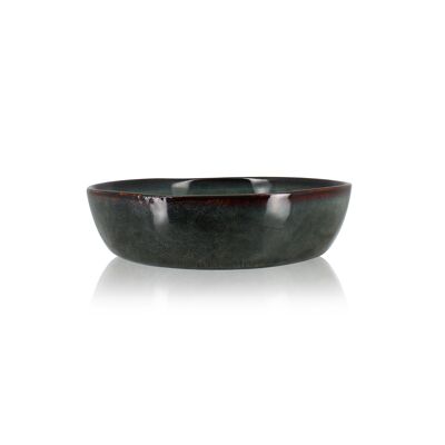 Grenada bowl plate 20cm in dark green stoneware