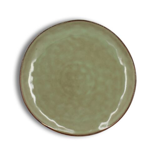 Assiette plate barbade 27.5cm en grès vert clair