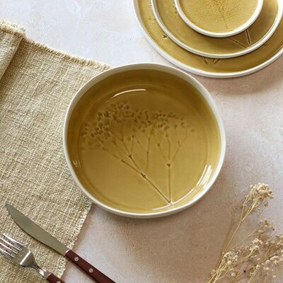Dish cut plate 15cm 34.7cl mustard stoneware