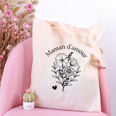 Borsa tote grande - Bouquet di fiori Mamma d'amore