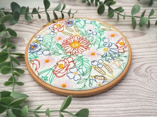 Bloom Burst, Floral Embroidery Craft DIY Sewing Kit