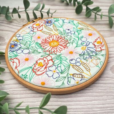 Bloom Burst, Floral Embroidery Craft DIY Sewing Kit