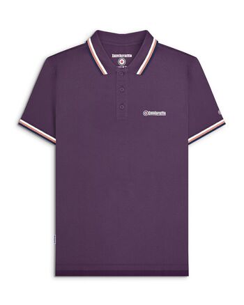 Polo à triple liseré Prune (Blanc/Liège/Marine) SS24 1