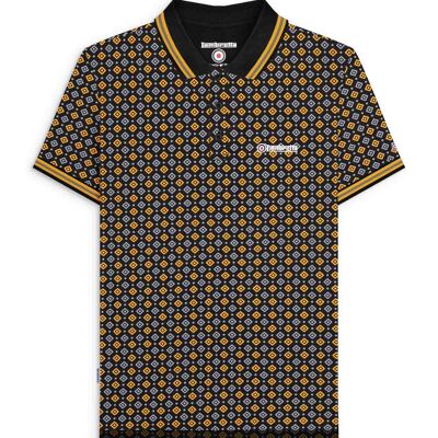 Polo Geo AOP negro/dorado SS25