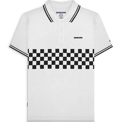 Poloshirt mit zweifarbiger Spitze, Weiß/Schwarz, SS24