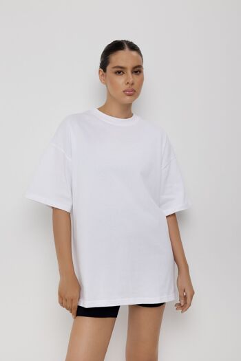 T-Shirt Oversize 100% Coton Bio Premium - Blanc - 3