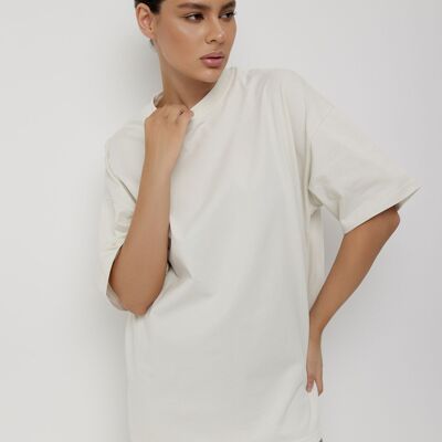 T-Shirt Übergröße 100% Premium Bio-Baumwolle - Faded White -