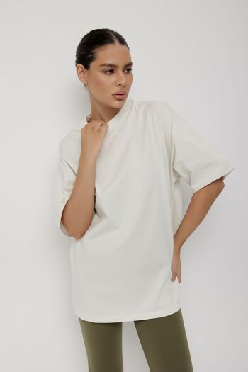 T-Shirt Oversize 100% Coton Bio Premium - Blanc Délavé - 1