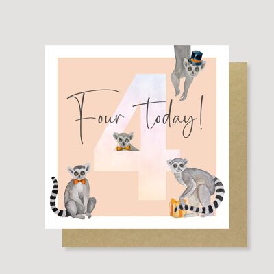 4 Lemurs card (Peach)