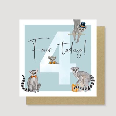 4 Lemurs card (Teal)