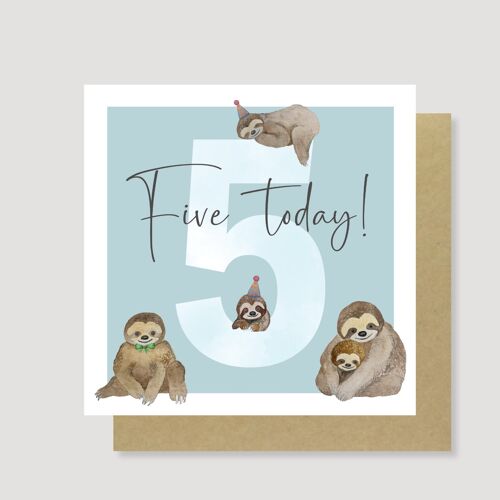 5 Sloths card (Teal)