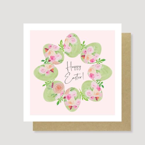 Floral egg wreath Easter card