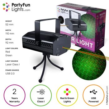 PartyFunLights - Lampe Laser - Son Actif - USB 1