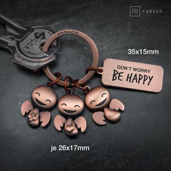 Porte-clés ange gardien "Happy-Trio" - porte-bonheur ange avec message gravé "Ne vous inquiétez pas, soyez heureux" 9