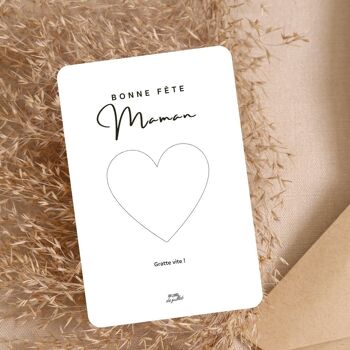 Carte à gratter personnalisable, carte cadeau Fête des Mères, annonce grossesse, bon pour 7