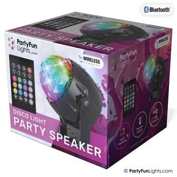 PartyFunLights - Lampe disco - Party Speaker - avec télécommande - LED - Bluetooth - USB 3