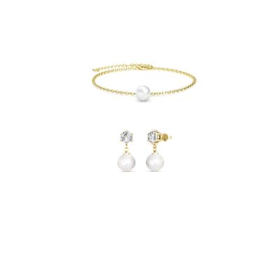 Pauline Crystal Pearl Set and Box - Gold and Crystal
