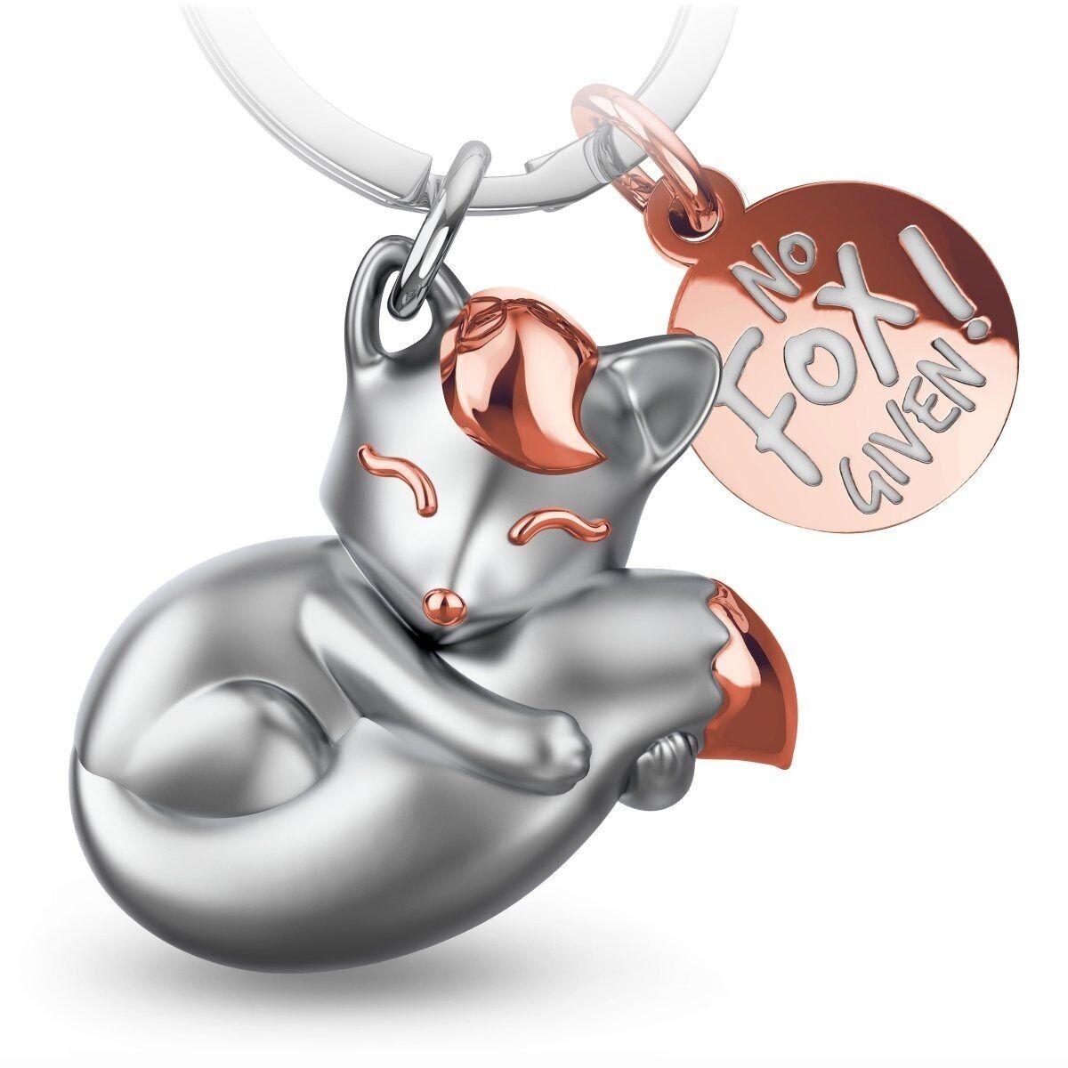 Portachiavi con volpe "No Fox Give" "Foxy" con incisione - dolce portafortuna con volpe