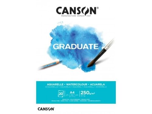 Bloc 20 feuilles de papier aquarelle grain fin 250g - Canson Graduate