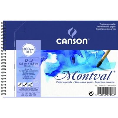 Block 12 sheets Montval® natural white fine grain 300g