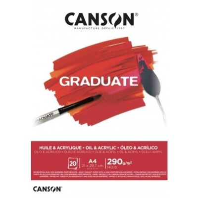 Bloc de 20 feuilles de papier pour l'huile et l'acrylique 290g - Canson Graduate