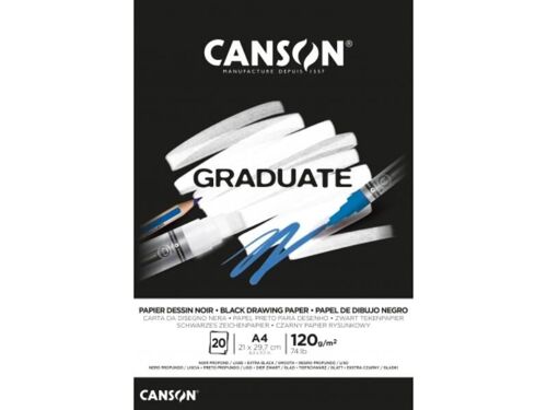 Bloc de 20 feuilles de papier noir 120g - Canson Graduate