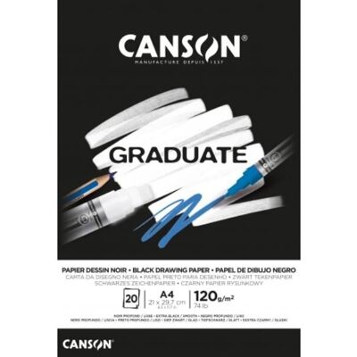 Bloc de 20 feuilles de papier noir 120g - Canson Graduate