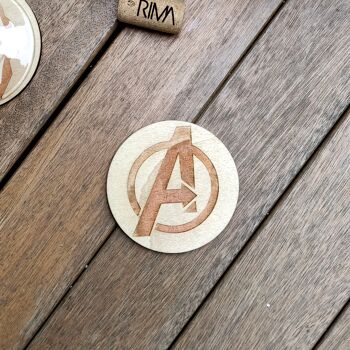 Ensemble de 8 sous-verres en bois Avengers - Cadeau de pendaison de crémaillère - Super-héros 9