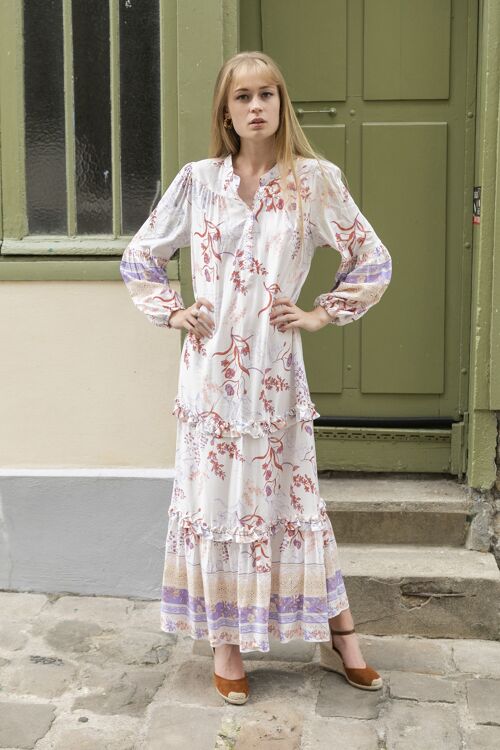 Robe chemise longue à imprimé à fleurs