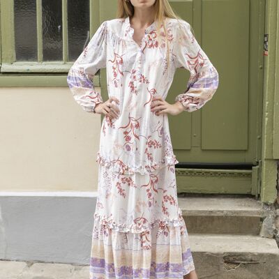 Long floral print shirt dress