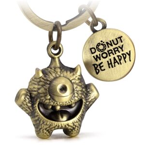 "  Porte-clés encourageur "Cyklops" - doux monstre porte-bonheur avec gravure "Donut, soyez heureux !" - Le chagrin grignotant un porte-bonheur