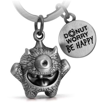 "  Porte-clés encourageur "Cyklops" - doux monstre porte-bonheur avec gravure "Donut, soyez heureux !" - Le chagrin grignotant un porte-bonheur 14
