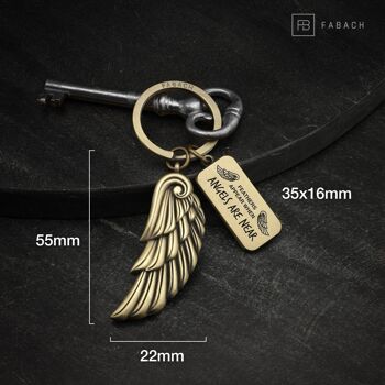Porte-clés ailes d'ange "Anges" - gravure avec message "Les plumes apparaissent quand les anges sont proches" - porte-bonheur ailes d'ange 8
