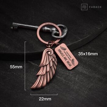 Porte-clés ailes d'ange "Anges" - gravure avec message "Les plumes apparaissent quand les anges sont proches" - porte-bonheur ailes d'ange 10