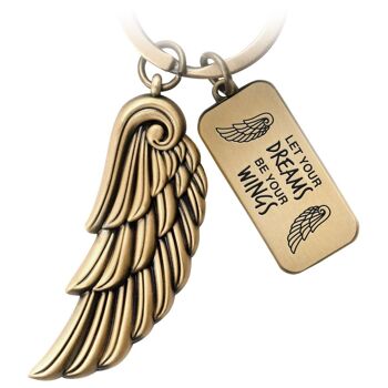 Porte-clés ailes d'ange "Dreams" - gravure avec message "Que vos rêves soient vos ailes" - porte-bonheur ailes d'ange 2