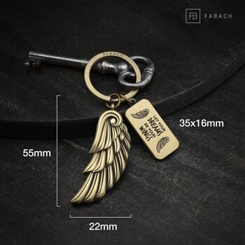 Porte-clés ailes d'ange "Dreams" - gravure avec message "Que vos rêves soient vos ailes" - porte-bonheur ailes d'ange 8