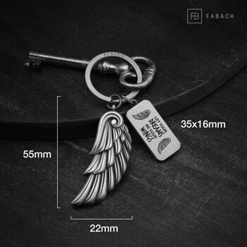 Porte-clés ailes d'ange "Dreams" - gravure avec message "Que vos rêves soient vos ailes" - porte-bonheur ailes d'ange 9