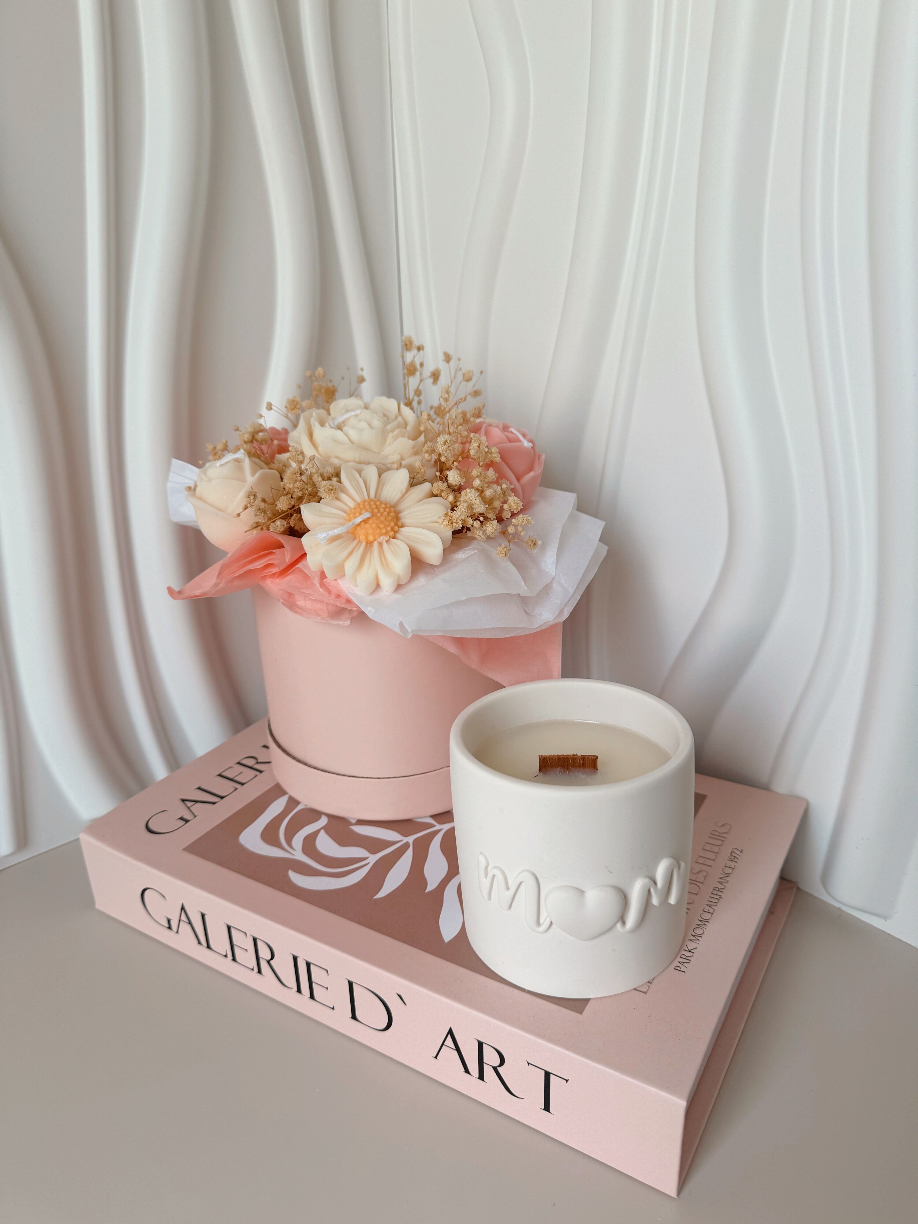 Limited edition Mother's Day candle handmade pot in jesmonite and soy wax scent of your choice